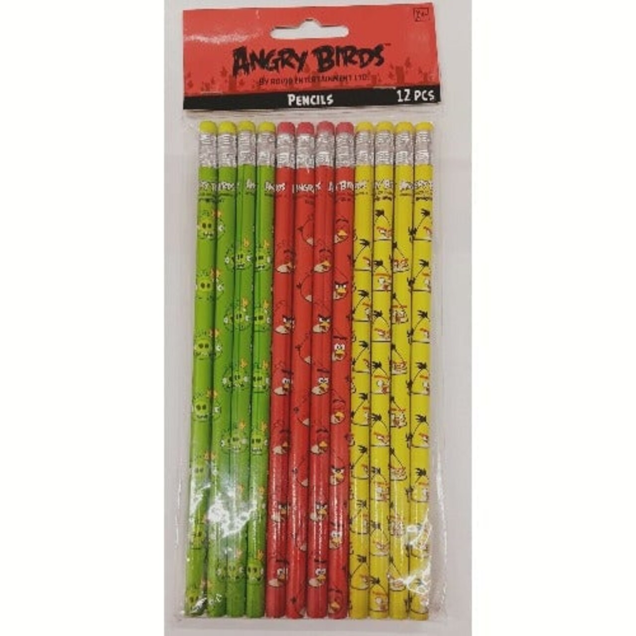 Angry Birds Wooden Pencils Pack Of 12 Green Red Yellow No.2 Licensed